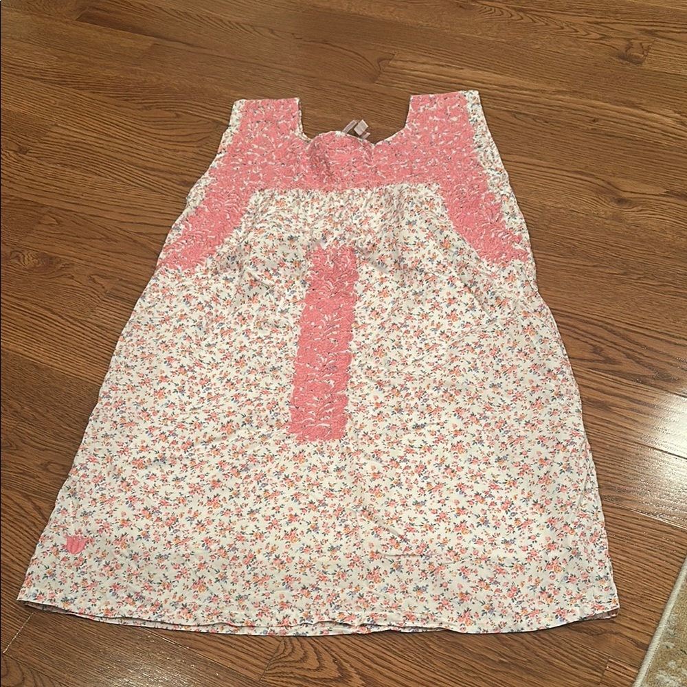 Floral Pink and White Sleeveless Dress
